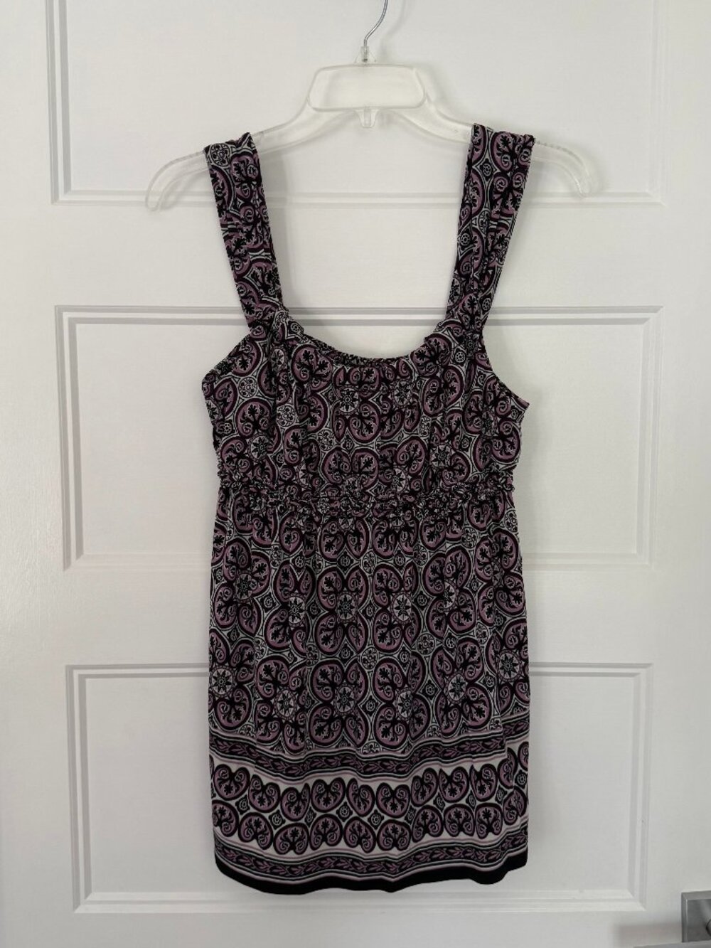 Max Studio - Purple & Black Sleeveless Empire Waist Stretch Tunic - L